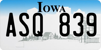 IA license plate ASQ839