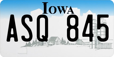 IA license plate ASQ845
