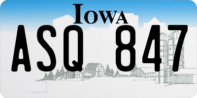 IA license plate ASQ847