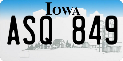 IA license plate ASQ849