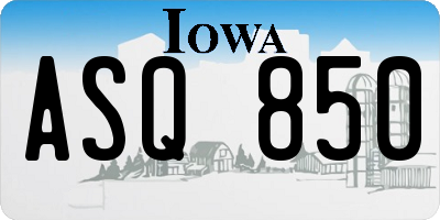 IA license plate ASQ850