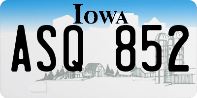 IA license plate ASQ852