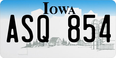 IA license plate ASQ854