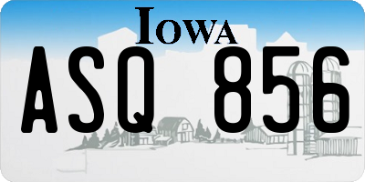 IA license plate ASQ856