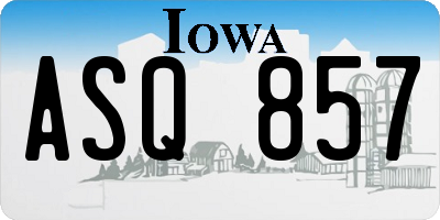 IA license plate ASQ857