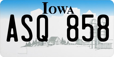 IA license plate ASQ858