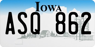IA license plate ASQ862