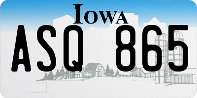 IA license plate ASQ865