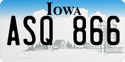 IA license plate ASQ866