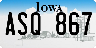IA license plate ASQ867