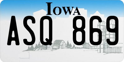 IA license plate ASQ869