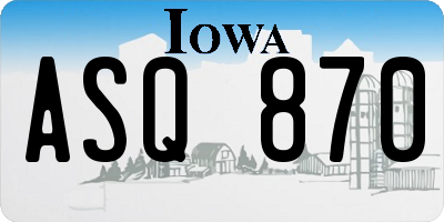 IA license plate ASQ870