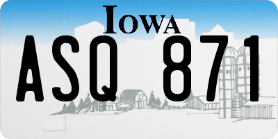 IA license plate ASQ871