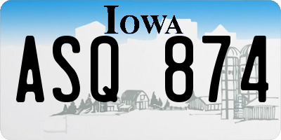 IA license plate ASQ874