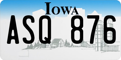 IA license plate ASQ876