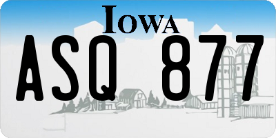 IA license plate ASQ877