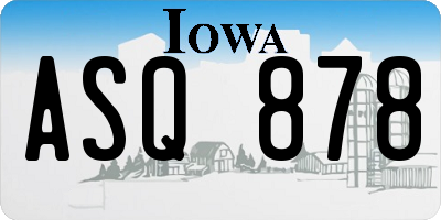 IA license plate ASQ878
