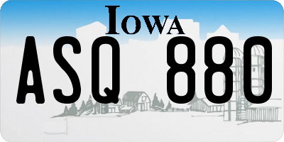 IA license plate ASQ880