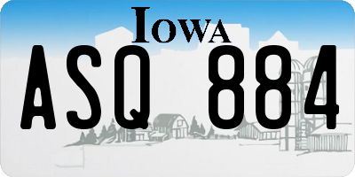 IA license plate ASQ884