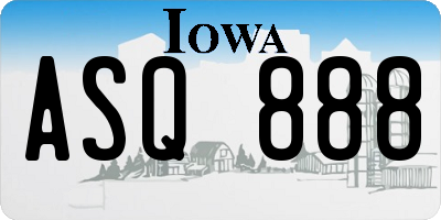 IA license plate ASQ888