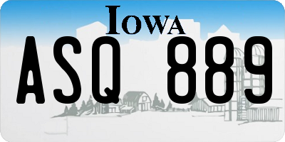 IA license plate ASQ889