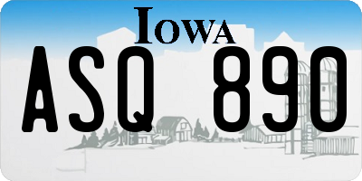 IA license plate ASQ890