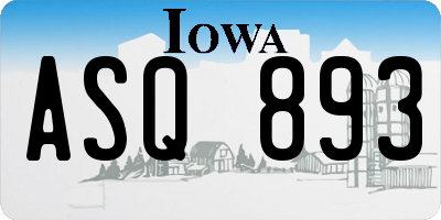 IA license plate ASQ893
