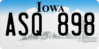 IA license plate ASQ898