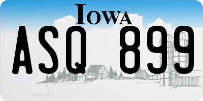 IA license plate ASQ899