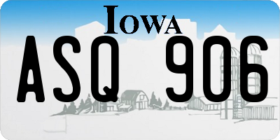 IA license plate ASQ906