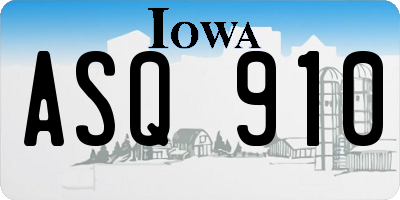 IA license plate ASQ910