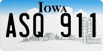 IA license plate ASQ911