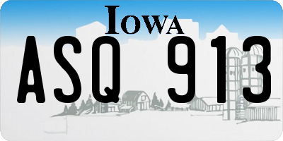 IA license plate ASQ913