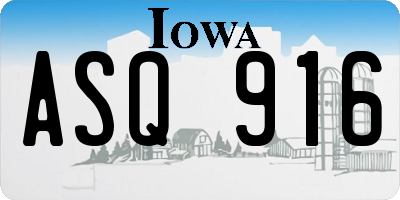 IA license plate ASQ916
