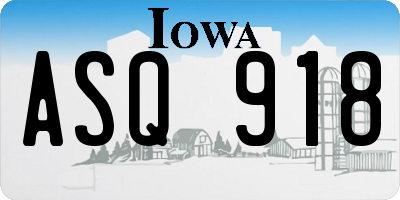 IA license plate ASQ918