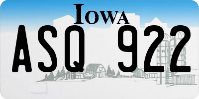 IA license plate ASQ922