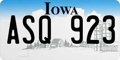 IA license plate ASQ923