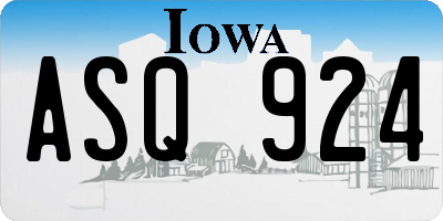IA license plate ASQ924