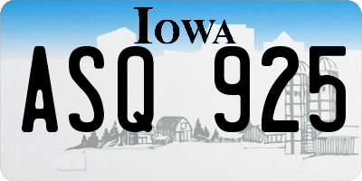 IA license plate ASQ925