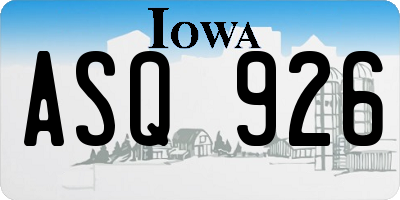 IA license plate ASQ926