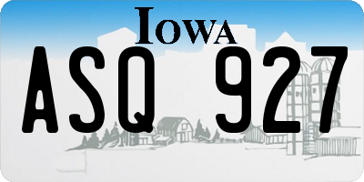 IA license plate ASQ927