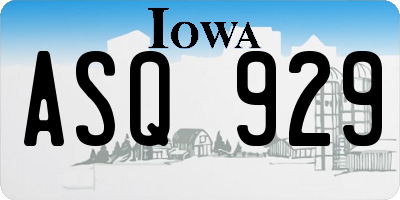 IA license plate ASQ929