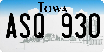 IA license plate ASQ930