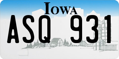 IA license plate ASQ931
