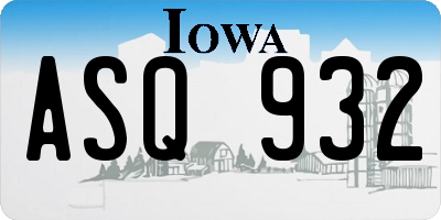 IA license plate ASQ932