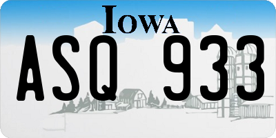 IA license plate ASQ933