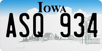 IA license plate ASQ934
