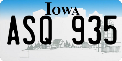 IA license plate ASQ935