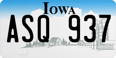 IA license plate ASQ937