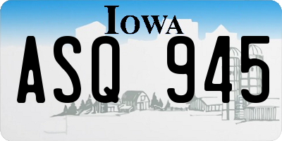 IA license plate ASQ945